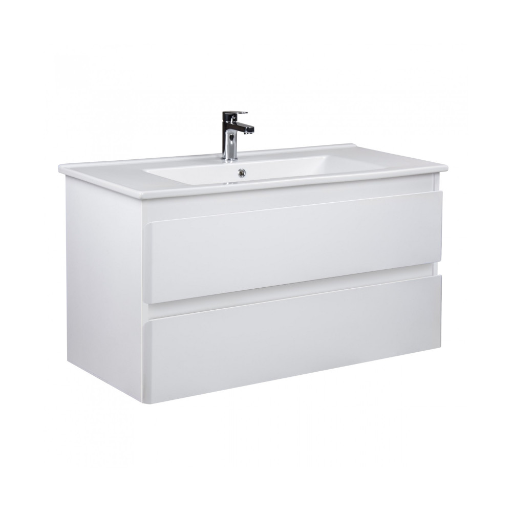 Тумба Сорренто 100-A с умывальником Su-100 белая подвесная