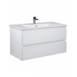 Тумба Сорренто 100-A с умывальником Su-100 белая подвесная