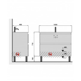 Тумба Палермо 100-U с умывальником ID-100 белый