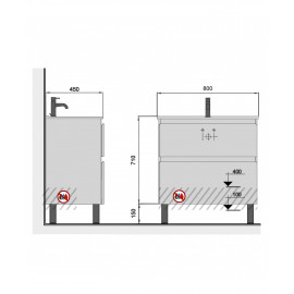 Тумба Палермо 80-U с умывальником SU-80 белый