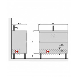 Тумба Палермо 90-U с умывальником ID-90 белый