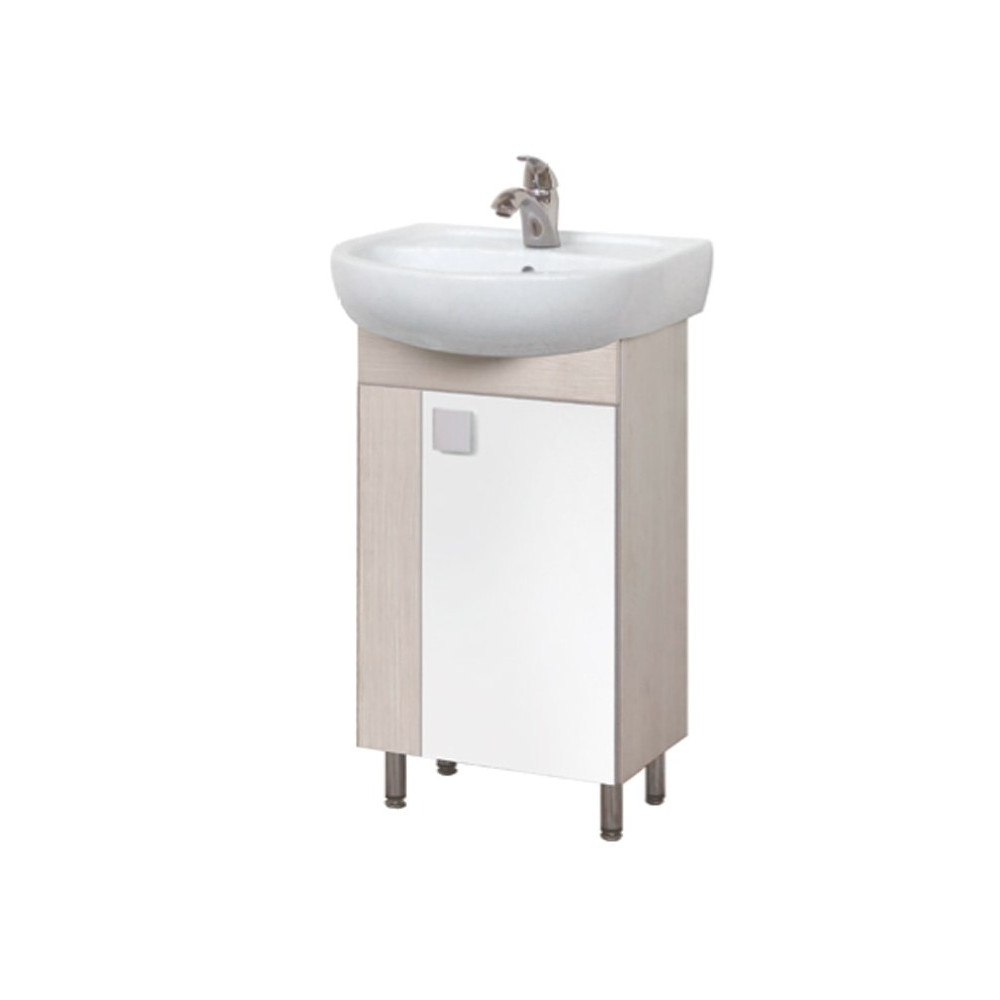 Тумба Домино 50 беж c умывальником Solo 50 белая с бежем