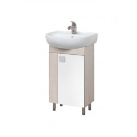 Тумба Домино 50 беж c умывальником Solo 50 белая с бежем