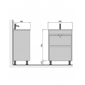 Тумба Prime 60 с умывальником Como 60 напольная