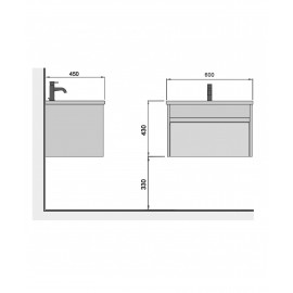 Тумба Prime 60-А с умывальником Como 60 подвесная