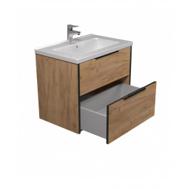 Тумба Line Craft 70 с умывальником Rodeo 70 дуб крафт/черная