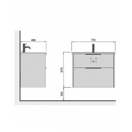 Тумба Line Craft 70 с умывальником Rodeo 70 дуб крафт/черная