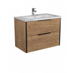 Тумба Line Craft 80 з умивальником Rodeo 80 дуб крафт/чорна