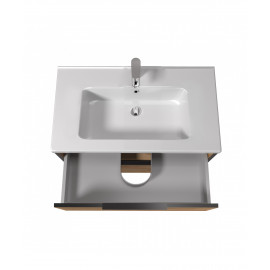 Тумба Line Craft 80 з умивальником Rodeo 80 дуб крафт/чорна