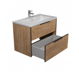 Тумба Line Craft 80 з умивальником Rodeo 80 дуб крафт/чорна