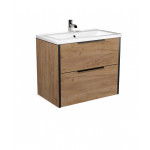 Тумба Line Craft 70 з умивальником Cosmo 70 дуб крафт/чорна