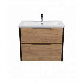 Тумба Line Craft 70 с умывальником Cosmo 70 дуб крафт/черная