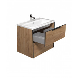 Тумба Line Craft 70 з умивальником Cosmo 70 дуб крафт/чорна