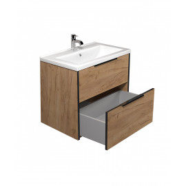 Тумба Line Craft 70 с умывальником Cosmo 70 дуб крафт/черная