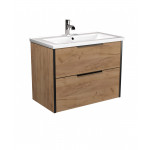 Тумба Line Craft 80 з умивальником Cosmo 80 дуб крафт/чорна