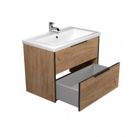 Тумба Line Craft 80 з умивальником Cosmo 80 дуб крафт/чорна