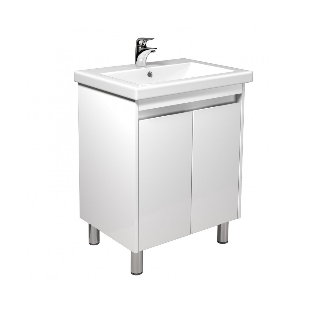 Тумба Сити 60-U с умывальником Como 60 белая подвесная/напольная