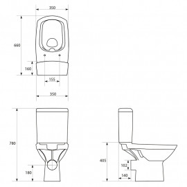 Унітаз-компакт 575 COLOUR CLEAN ON 011 гор злив,3/5,нижн підв+сид дюр пов пад