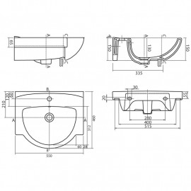 Раковина меблева FREJA 55см з/о (UKR)