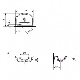 Раковина ARTECO 40см, з/о, права меблева