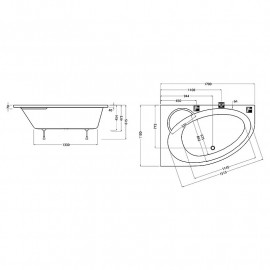 Ванна акрил. ASYMMETRIC 2 170, права
