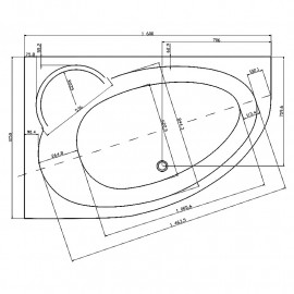Ванна акрил. ASYMMETRIC 2 160, ліва