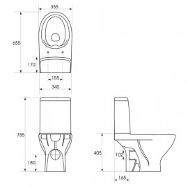 Унітаз-компакт 667 MODUO CLEAN ON 011 гор злив, 3/5,нижн підв+сид SLIM WRAP дюр пов пад легко з'ємне
