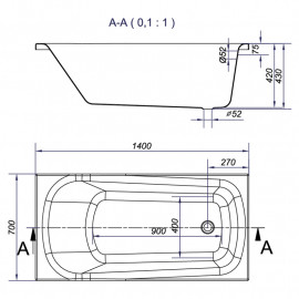 Ванна ABS NAO 140х70+НІЖКИ ТИП 1