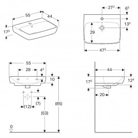 Раковина SELNOVA SQUARE  55 см,  з/о, з/п