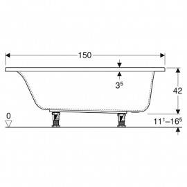Ванна акрилова SELNOVA SQUARE 150х70 + ніжки