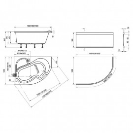 Ванна акрил. ROSA 140х105, ліва