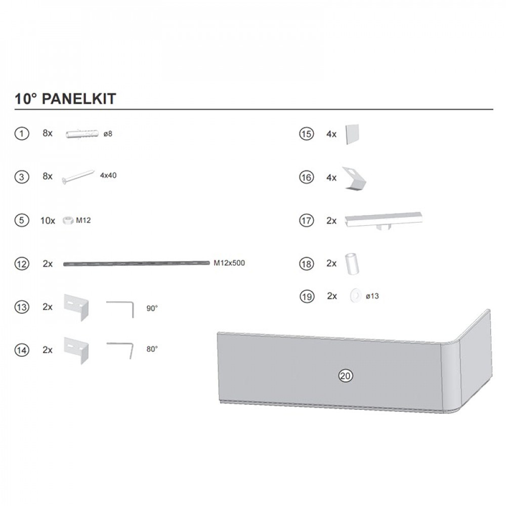Кріплення д/фронт. панели 10*,BE HAPPY 2, CHROME 160/170х105