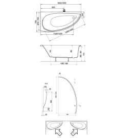 Ванна акрил. AVOCADO 150х75, ліва