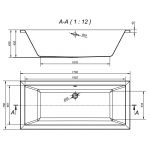 Ванна акрил. INTRO 170х75+НІЖКИ ТИП 1