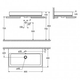 Раковина CUBE 60см, на столешню, з/о, покриття PureGuard, EXL