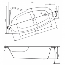 Ванна акрил. SICILIA NEW 170х100 ліва+НІЖКИ ТИП 6