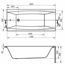 Ванна акрил. VIRGO 180х80+НІЖКИ ТИП 6