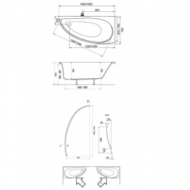 Ванна акрил. AVOCADO 160х75, права