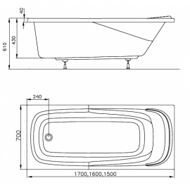 Ванна акрил. VANDA 2 150х70