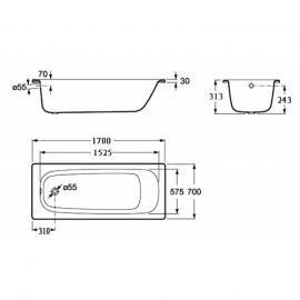 Ванна сталева CONTESA 170х70, б/ніг (A235860000)