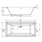 Ванна акрил. INTRO 160х75+НІЖКИ ТИП 1