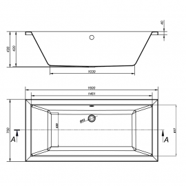 Ванна акрил. INTRO 160х75+НІЖКИ ТИП 1