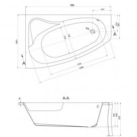 Ванна акрил. SICILIA NEW 150х100 ліва+НІЖКИ ТИП 1
