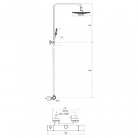 Душова штанга 10* з термостатічнім зміш. и душ.набором (TD 091.00/150)