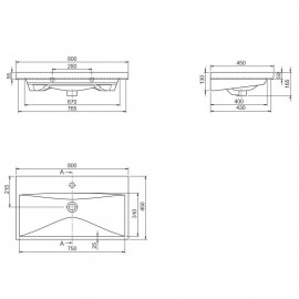 Тумба Винтаж консольная 80 см с умывальником Элит (Аликанте)