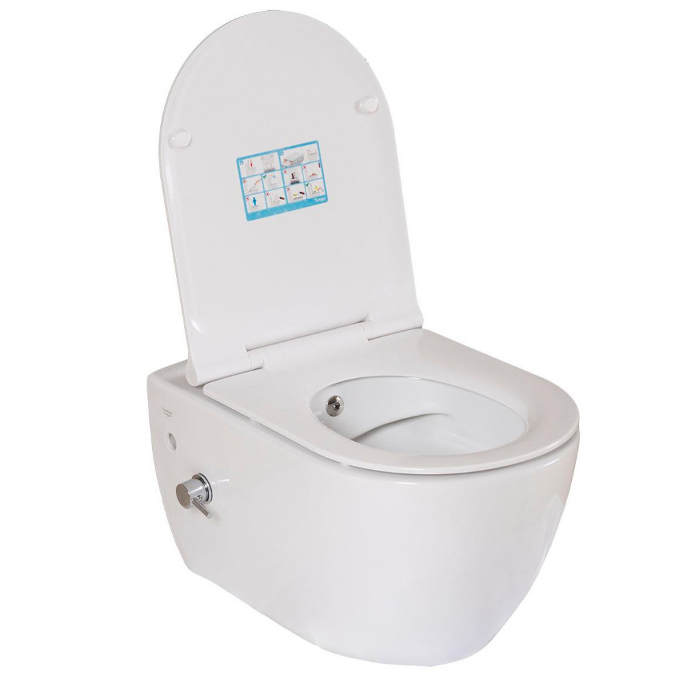 Унитаз подвесной безободковый City с функциею биде, сиденье Bella Soft-Close  + смеситель