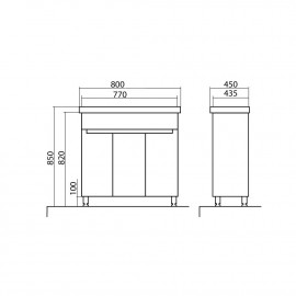 Тумба Омега напольная 80 см с умывальником Элит