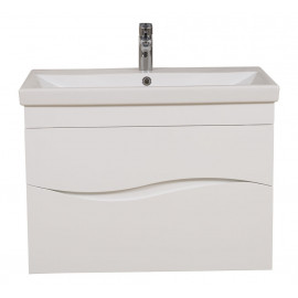 Тумба Альфа консольная 80 см белая c умывальником Элит