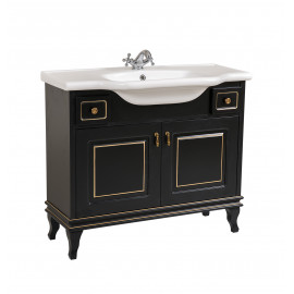 Тумба Беатриче 100 см черный патина золото с умывальником Нью Классик (позиция &quot;под заказ&quot;)