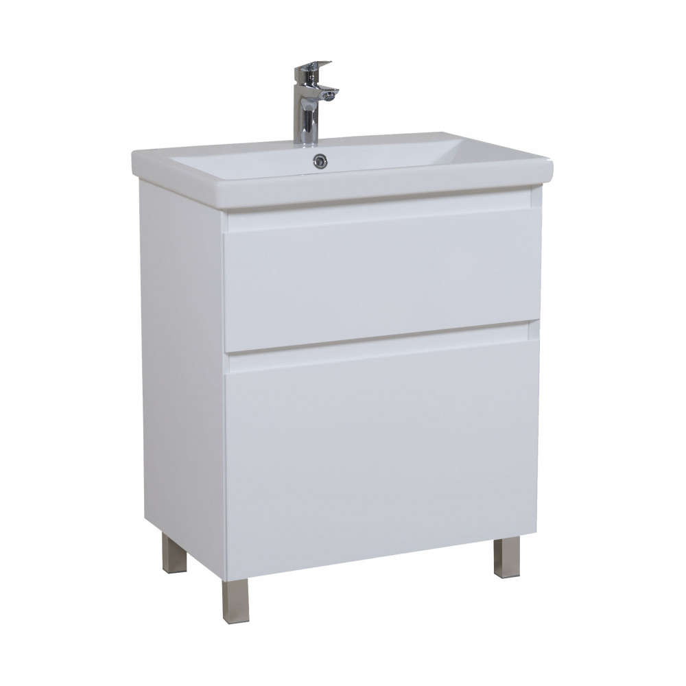 Тумба Элит напольная 70 см с умывальником Элит (Белый мат)